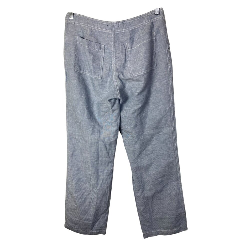 Gap Womens Blue Striped Linen Cotton Wide Leg Drawstring Pants Size 4 Lagenlook